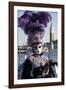 Lady in Black and Purple Mask and Feathered Hat, Venice Carnival, Venice, Veneto, Italy-James Emmerson-Framed Photographic Print