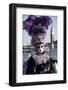 Lady in Black and Purple Mask and Feathered Hat, Venice Carnival, Venice, Veneto, Italy-James Emmerson-Framed Photographic Print