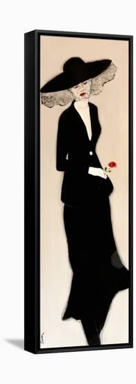 Lady in Black with Hat and Rose, 2016-Susan Adams-Framed Stretched Canvas