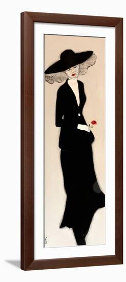 Lady in Black with Hat and Rose, 2016-Susan Adams-Framed Giclee Print