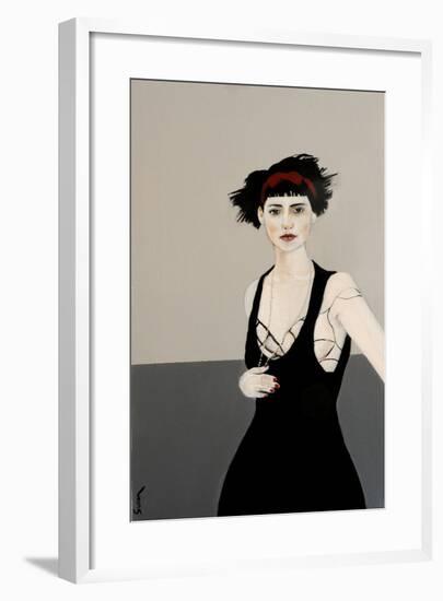 Lady in Black with Red Headband, 2016-Susan Adams-Framed Giclee Print