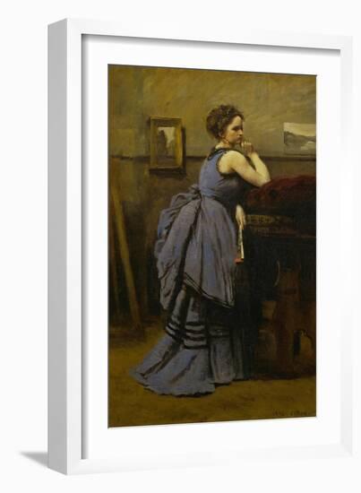 Lady in Blue, 1874-Jean-Baptiste-Camille Corot-Framed Giclee Print