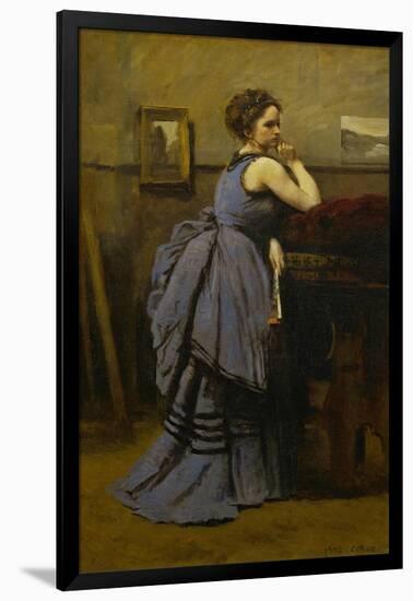 Lady in Blue, 1874-Jean-Baptiste-Camille Corot-Framed Giclee Print