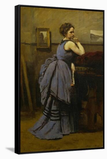 Lady in Blue, 1874-Jean-Baptiste-Camille Corot-Framed Stretched Canvas