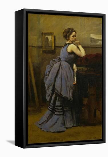 Lady in Blue, 1874-Jean-Baptiste-Camille Corot-Framed Stretched Canvas