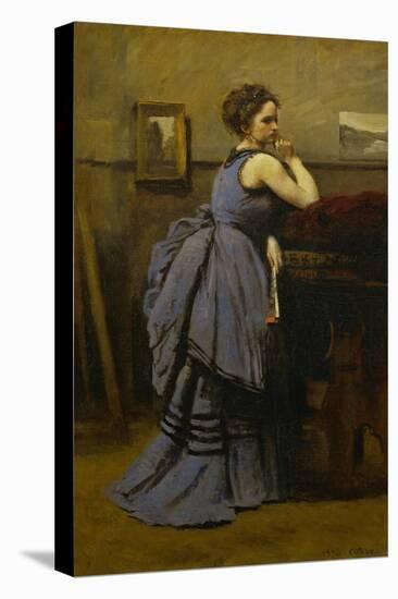 Lady in Blue, 1874-Jean-Baptiste-Camille Corot-Stretched Canvas