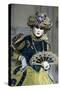 Lady in Blue and Gold, with Fan, Venice Carnival, Venice, Veneto, Italy, Europe-James Emmerson-Stretched Canvas