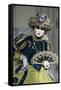 Lady in Blue and Gold, with Fan, Venice Carnival, Venice, Veneto, Italy, Europe-James Emmerson-Framed Stretched Canvas