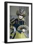 Lady in Blue and Gold, with Fan, Venice Carnival, Venice, Veneto, Italy, Europe-James Emmerson-Framed Photographic Print