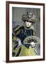 Lady in Blue and Gold, with Fan, Venice Carnival, Venice, Veneto, Italy, Europe-James Emmerson-Framed Photographic Print