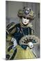 Lady in Blue and Gold, with Fan, Venice Carnival, Venice, Veneto, Italy, Europe-James Emmerson-Mounted Photographic Print