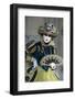 Lady in Blue and Gold, with Fan, Venice Carnival, Venice, Veneto, Italy, Europe-James Emmerson-Framed Photographic Print