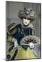 Lady in Blue and Gold, with Fan, Venice Carnival, Venice, Veneto, Italy, Europe-James Emmerson-Mounted Photographic Print