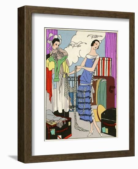 Lady in Blue and White Dress-null-Framed Art Print