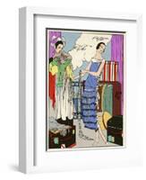 Lady in Blue and White Dress-null-Framed Art Print