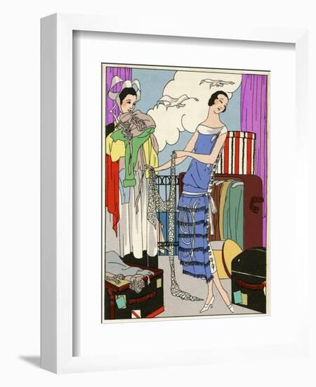 Lady in Blue and White Dress-null-Framed Art Print