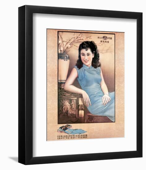 Lady in Blue Dress-null-Framed Art Print