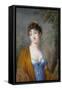 Lady in Blue with Yellow Shawl, C.1800-Genot-Framed Stretched Canvas