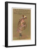 Lady in Bustle Playing French Horn-null-Framed Art Print