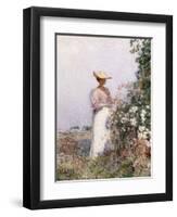 Lady in Flower Garden-Frederick Childe Hassam-Framed Giclee Print