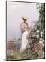 Lady in Flower Garden-Frederick Childe Hassam-Mounted Giclee Print
