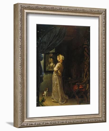 Lady in Front of Mirror-Frans Van Mieris-Framed Giclee Print