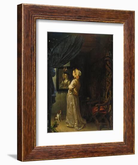 Lady in Front of Mirror-Frans Van Mieris-Framed Giclee Print