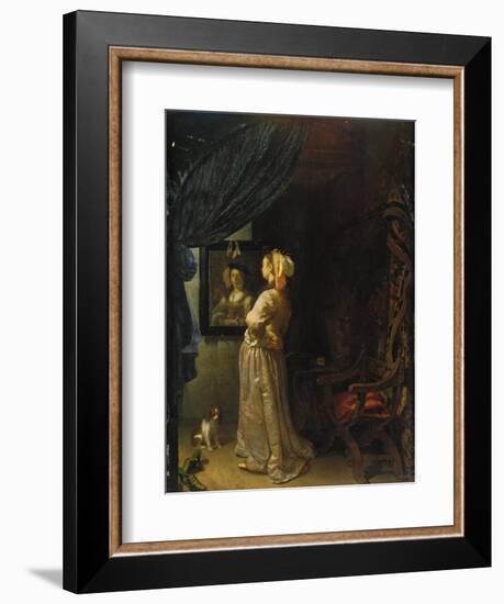 Lady in Front of Mirror-Frans Van Mieris-Framed Giclee Print