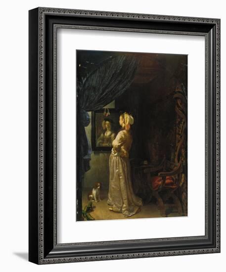 Lady in Front of Mirror-Frans Van Mieris-Framed Giclee Print