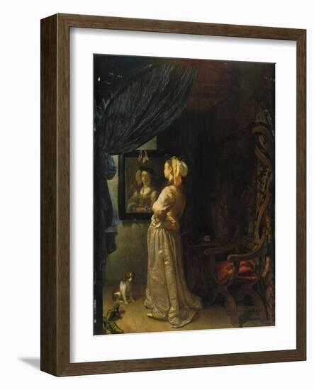 Lady in Front of Mirror-Frans Van Mieris-Framed Giclee Print