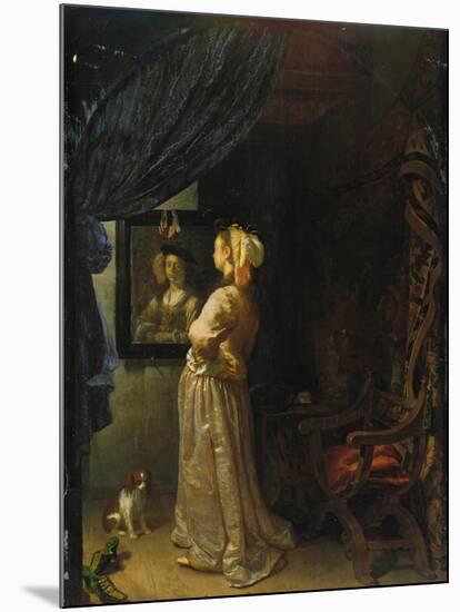 Lady in Front of Mirror-Frans Van Mieris-Mounted Giclee Print