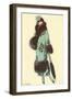 Lady in Fur-Trimmed Coat with Umbrella-null-Framed Art Print