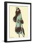 Lady in Fur-Trimmed Coat with Umbrella-null-Framed Art Print