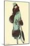 Lady in Fur-Trimmed Coat with Umbrella-null-Mounted Art Print