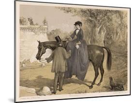 Lady in Her Riding Habit is Helped to Dismount by a Gentleman-Edmond Morin-Mounted Art Print