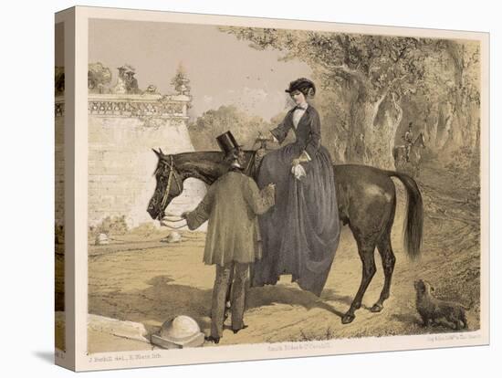 Lady in Her Riding Habit is Helped to Dismount by a Gentleman-Edmond Morin-Stretched Canvas