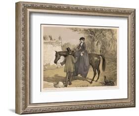 Lady in Her Riding Habit is Helped to Dismount by a Gentleman-Edmond Morin-Framed Art Print