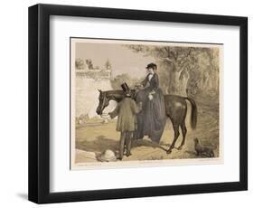 Lady in Her Riding Habit is Helped to Dismount by a Gentleman-Edmond Morin-Framed Art Print