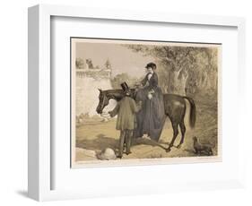 Lady in Her Riding Habit is Helped to Dismount by a Gentleman-Edmond Morin-Framed Art Print