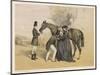Lady in Her Riding Habit is Helped to Mount by a Gentleman While Her Groom Holds Her Horse's Head-Edmond Morin-Mounted Art Print