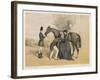 Lady in Her Riding Habit is Helped to Mount by a Gentleman While Her Groom Holds Her Horse's Head-Edmond Morin-Framed Art Print