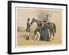 Lady in Her Riding Habit is Helped to Mount by a Gentleman While Her Groom Holds Her Horse's Head-Edmond Morin-Framed Art Print