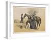 Lady in Her Riding Habit is Helped to Mount by a Gentleman While Her Groom Holds Her Horse's Head-Edmond Morin-Framed Art Print