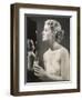 Lady in Her Slip Putting on Her Perfume Before Dressing-null-Framed Art Print