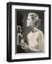 Lady in Her Slip Putting on Her Perfume Before Dressing-null-Framed Art Print