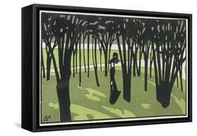 Lady in Park, Cocorico-Louis Popineau-Framed Stretched Canvas