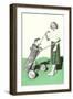 Lady in Plaid Skirt with Golf Bag-null-Framed Art Print