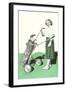 Lady in Plaid Skirt with Golf Bag-null-Framed Art Print