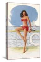 Lady in Polka-Dot Two-Piece-null-Stretched Canvas