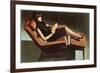Lady in Reclining Chair-null-Framed Art Print